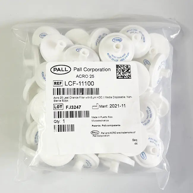 ORIGINAL PALL ACRO DISC FILTER WHITE 6 MICRON LUER - LCF-11100
